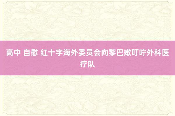 高中 自慰 红十字海外委员会向黎巴嫩叮咛外科医疗队